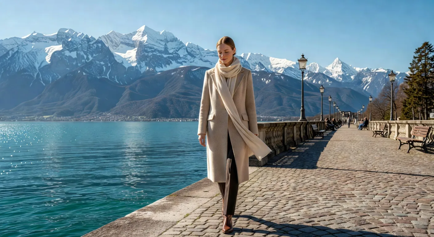 Promenade au bord du lac Leman en Suisse