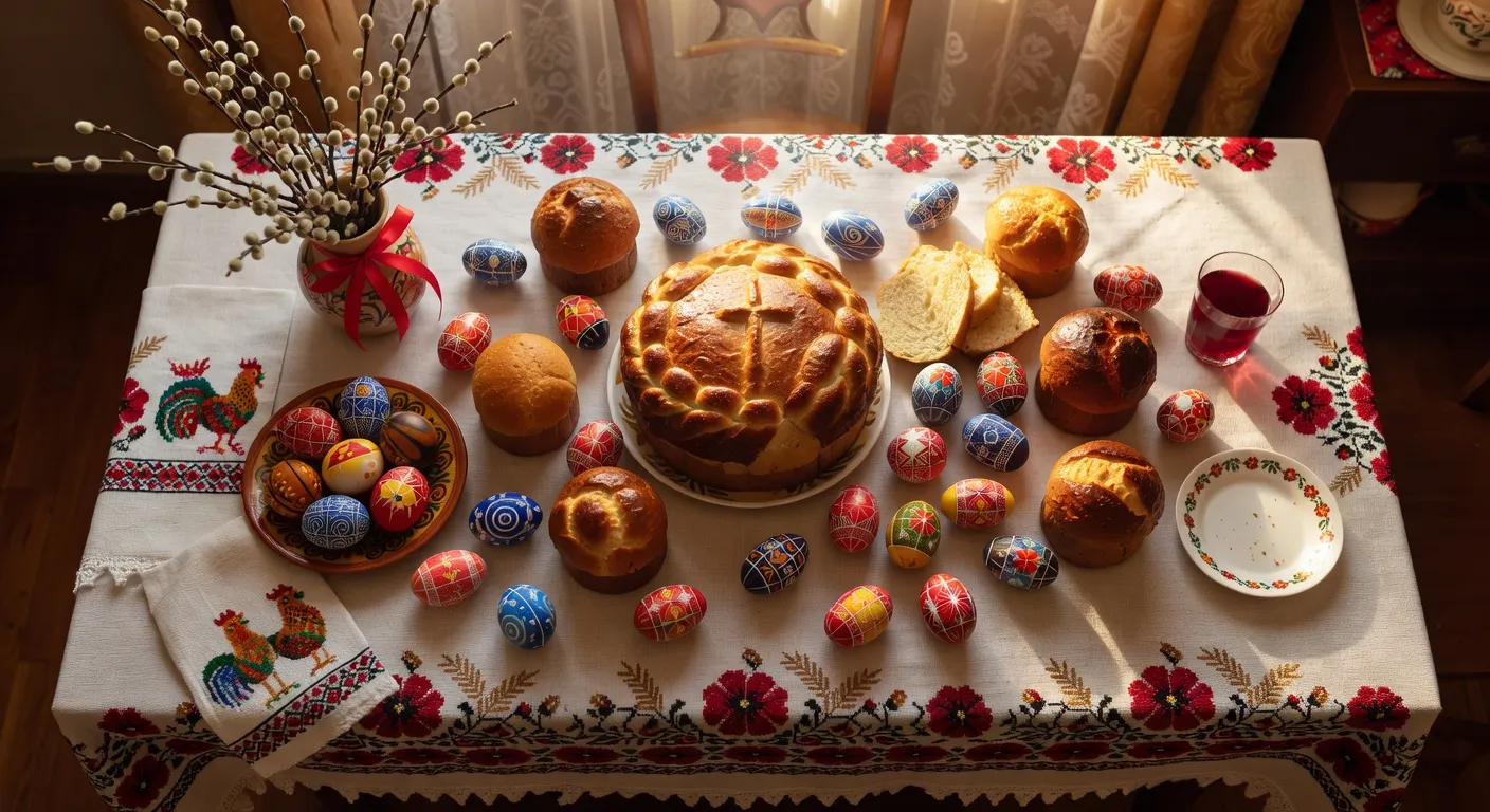 Table de Paques ukrainienne - pysanky et paska